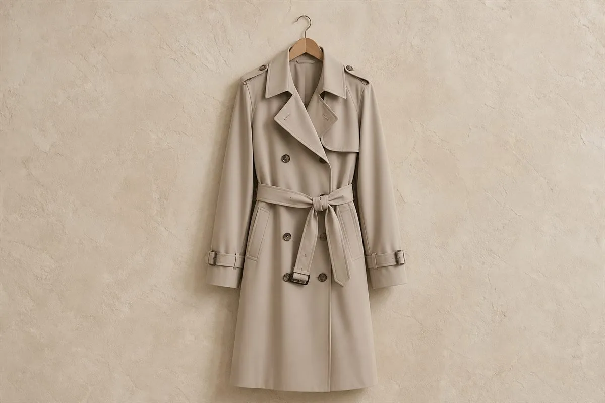 Iconique Trench Mi-Long en Gabardine Fluide
